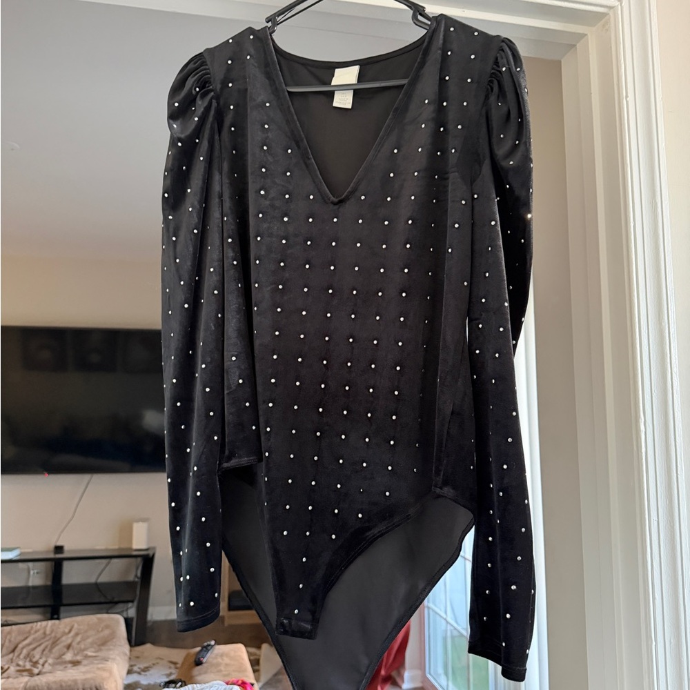 Black Velvet Studded Bodysuit